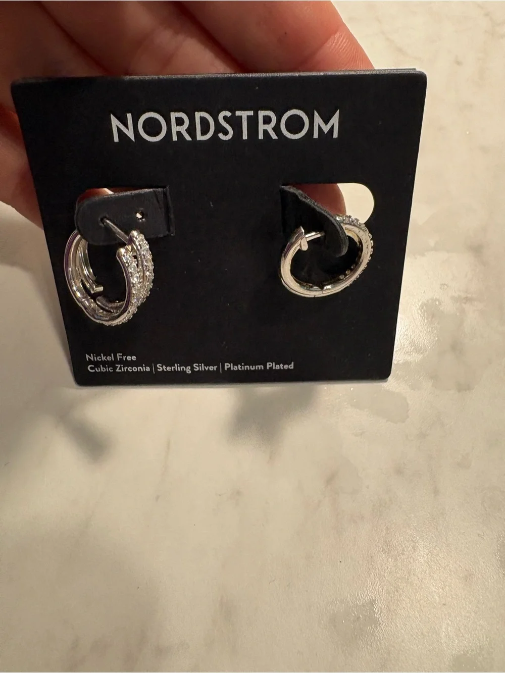 Nordstrom Silver-Tone Cubic Zirconia double Hoop Earrings